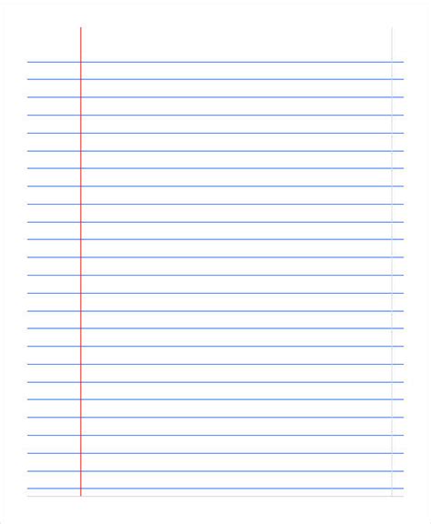 Printable Notebook Paper Wide Ruled Template Business