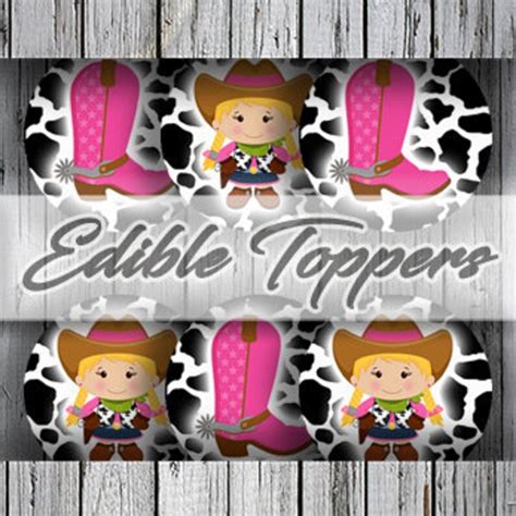 Precut Cowgirl Edible Toppers Cupcake Oreo Cookie Cake Pop Etsy