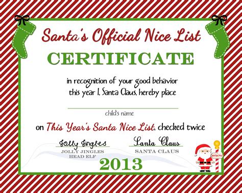 A free printable collection of santa stationery includes gift tags. {Free Printable) Nice List Certificate from the North Pole ...