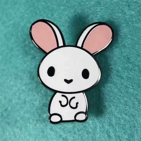 White Bunny Enamel Pin All Ears Bunny White Rabbit Pin Etsy In 2021