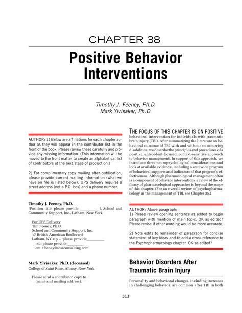 Pdf Positive Behavior Interventions