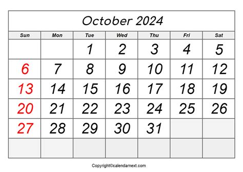 October 2024 Calendar Pdf Calendar Next