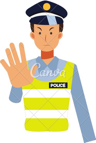 Traffic Police Officer Doing Stop Hand Gesture 素材 Canva可画