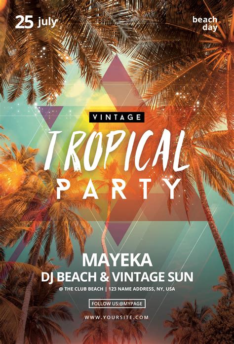 Vintage Tropical Party PSD Free Flyer Template PixelsDesign Free