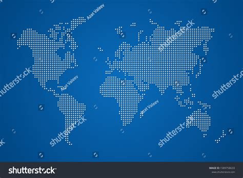 Pixel Dotted World Map On Blue Background Vector Illustration Vector