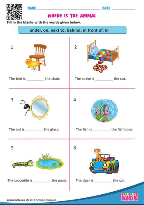 Learn prepositions of place and movement for kids. edubuzzkids - Free printable prepositions #worksheets for kindergarten that allow yo… | English ...