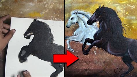 How To Abstract Acrylic Painting Running Horses Tutorial For