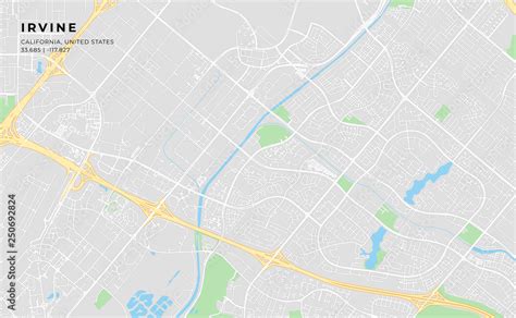 Printable Street Map Of Irvine California Stock Vector Adobe Stock
