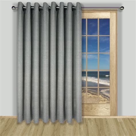 Prim patio sliding door curtains linen room darkening thermal insulated blackout pinch pleat window curtain for living room, sand. Patio Door Curtains - TheCurtainShop.com