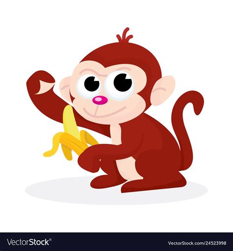 A Cheeky Cartoon Cute Monkey And Yellow Banana Vector Illustration