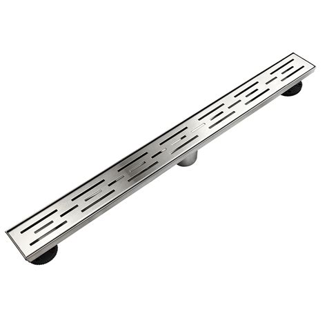 Neodrain 28 Inch Rectangular Linear Shower Drain With Brick Pattern Grate Brushed 304 Stainless