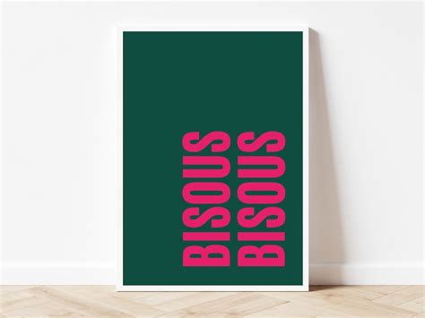bisous bisous french kiss art print french kisses emerald etsy