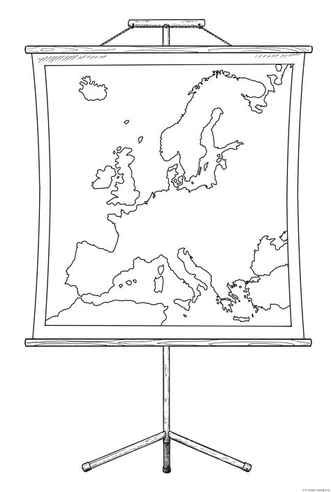 Europe Map On Stand Line Art Illustrations