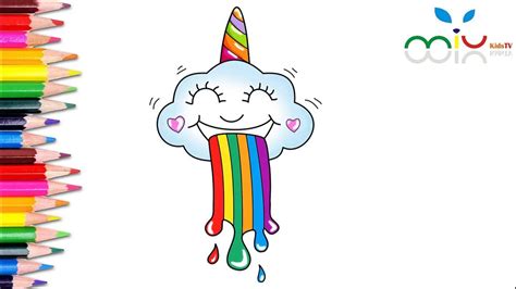 How To Draw A Cloud Unicorn Puking Rainbow Cute And Easy Miukidstv