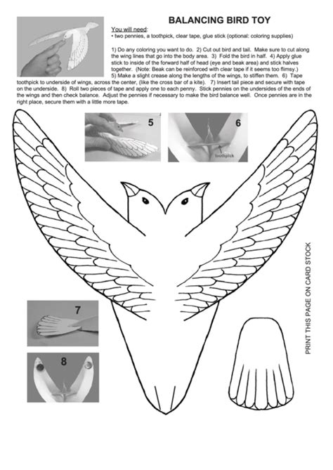 Balancing Bird Toy Template Printable Pdf Download