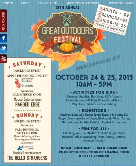 15th Annual Great Outdoors Festival October 24 25 Ship Saves