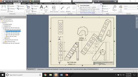 Creating Auxiliary Section And Detail Views With Autodesk Inventor