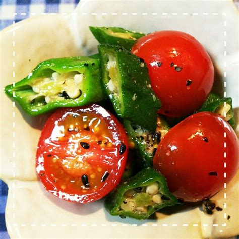 レンジだけ！ミニトマトとオクラのサラダ By けいこsu レシピ レシピ トマト レシピ 簡単 トマト