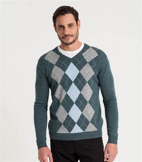 Mens Lambswool V Neck Argyle Sweater Sweater Outfits Men Men Sweater
