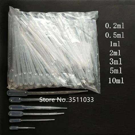 100pcs 1ml 2ml 3ml 5ml 10ml Plastic Pasteur Pipet Pipetting Disposable