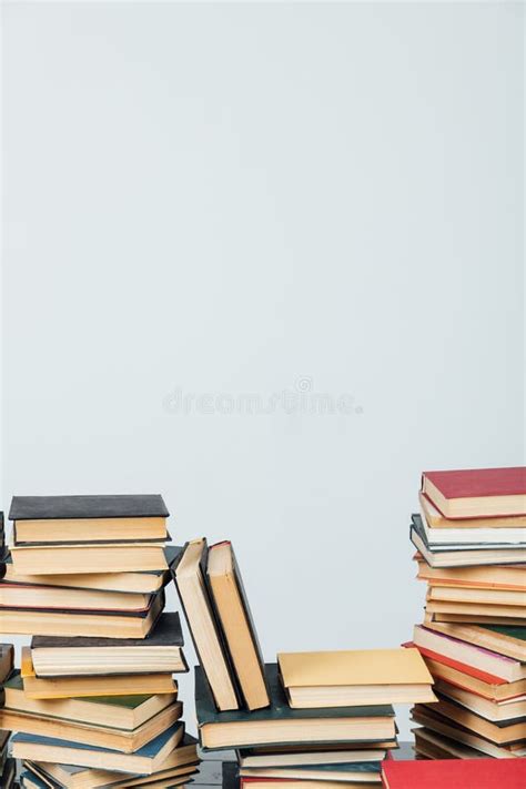 Stacks Of Old Educational Books University School Library Stock Photo