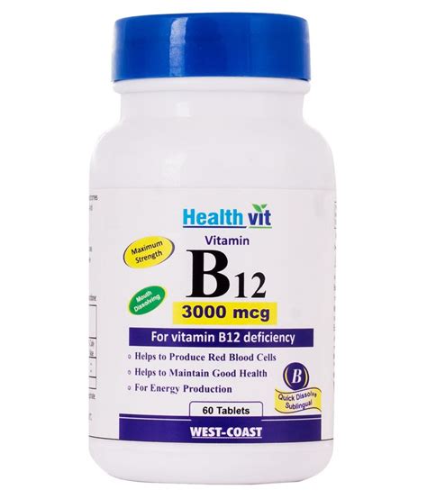 Take 1 tablet per day after meal or as directed. Healthvit Vitamin B12 Methylcobalmin 3000mcg 60 Tablets ...