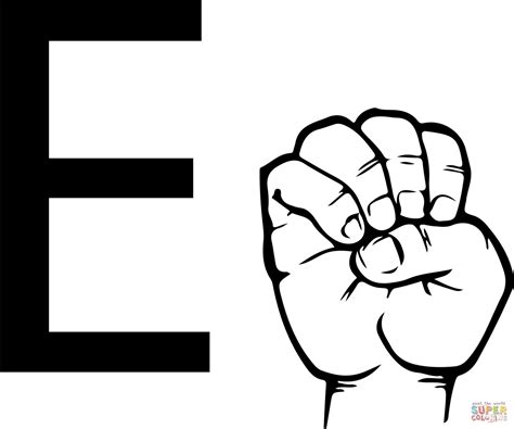 Asl Sign Language Letter E Coloring Page Free Printable Coloring Pages