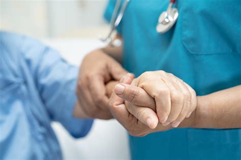 Doctor Holding Touching Hands Asian Senior Or Elderly Old Lady Woman Patient With Love Care