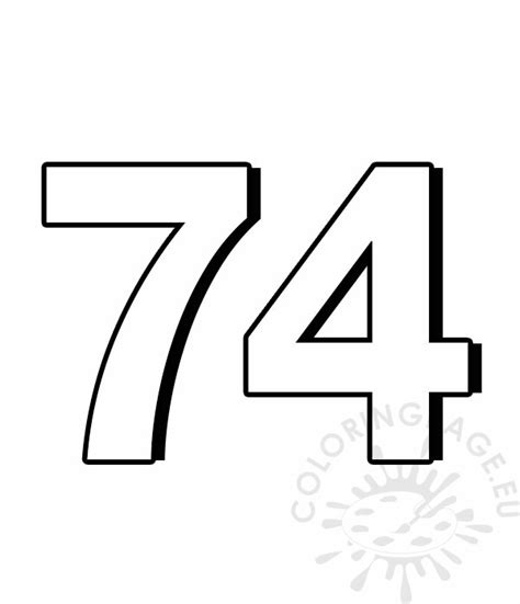 Printable Number 74 Outline Coloring Page