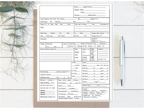 Mother Baby Report Sheet Postpartum Sbar Couplet Care Report Etsy