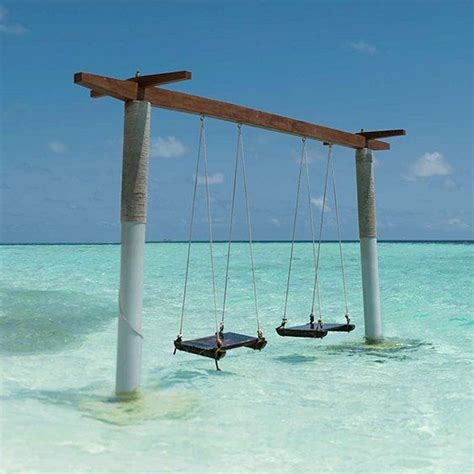 A Turquoise Lagoon Quite The Perfect Place For A Swing For Two