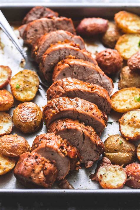 Place the pork filet on the sheet and place the sheet pan in the oven. Sheet Pan Pork Tenderloin and Potatoes | Creme De La Crumb ...