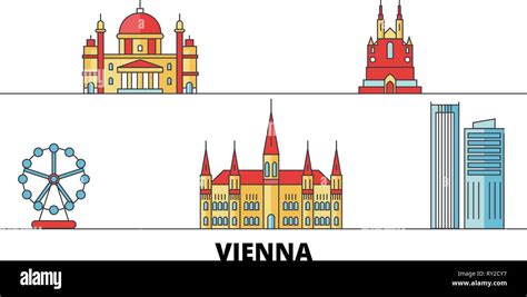 Austria Vienna City Flat Landmarks Vector Illustration Austria