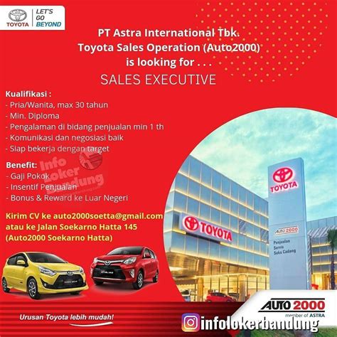 Kirim loker terbaru ke emailmu. Lowongan Kerja PT. Astra International Tbk. - Toyota Sales ...