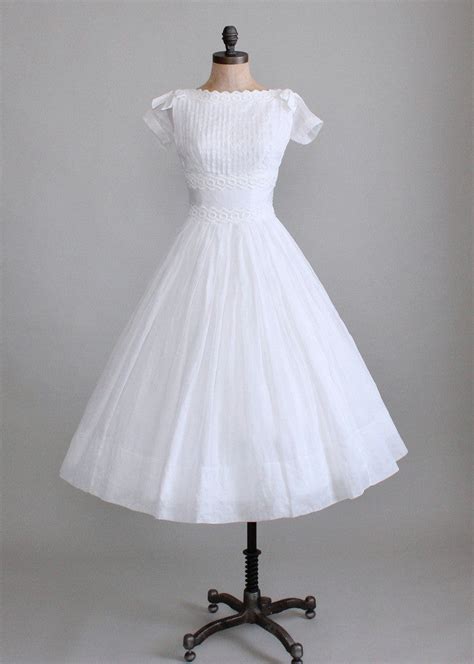 Vintage 1950s White Organdy Wedding Dress Raleigh Vintage