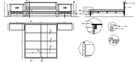 Bed Front Elevation Dwg File Cadbull