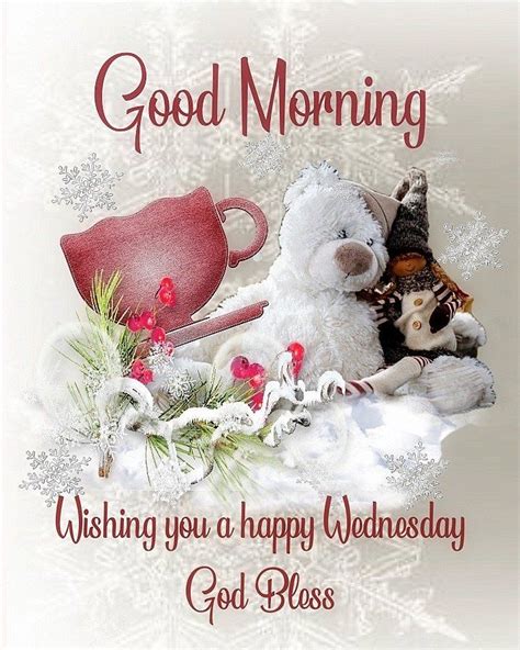 Teddy Bear And Gnome Good Morning Wishing You A Happy Wednesday