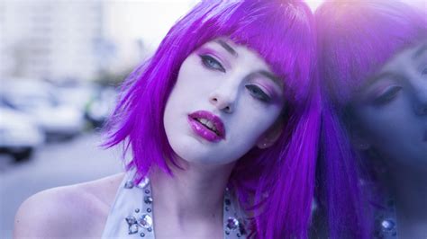 wallpaper face women outdoors model portrait dyed hair street looking away long hair
