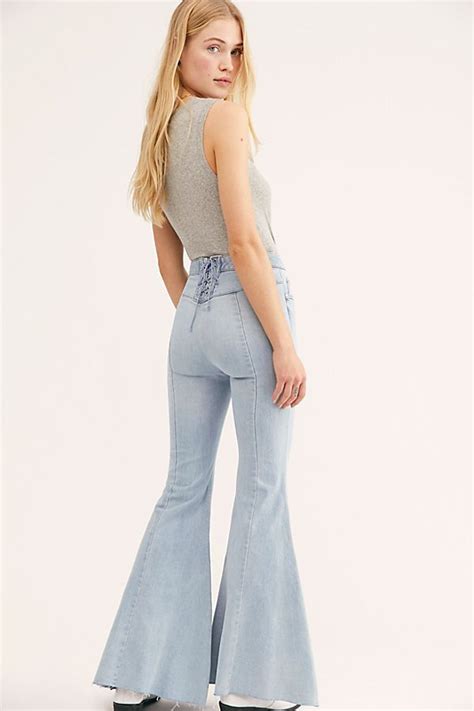 Crvy Super High Rise Lace Up Flare Jeans Flare Jeans Jeans For Tall