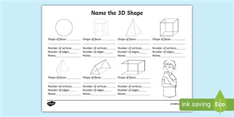 Shape Names 3d Shapes Worksheet Primary Resources