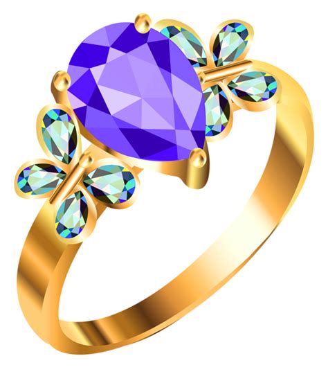 Gold Ring With Blue Andpurple Diamonds Png Clipart Purple Diamond