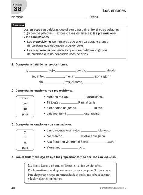 Refuerzo Lengua Cuarto Ejercicios Para Aprender Español Apuntes De