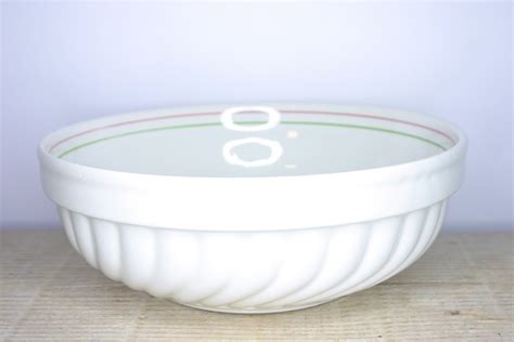 Vintage White Glaze Ceramic Salad Serving Bowl Shabby Etsy