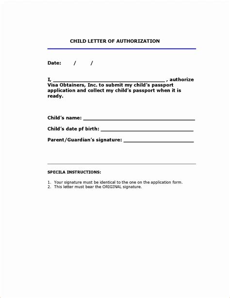 personal authorization letter  child