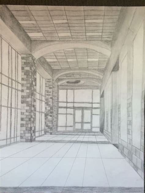 One Point Perspective Hallway Drawings