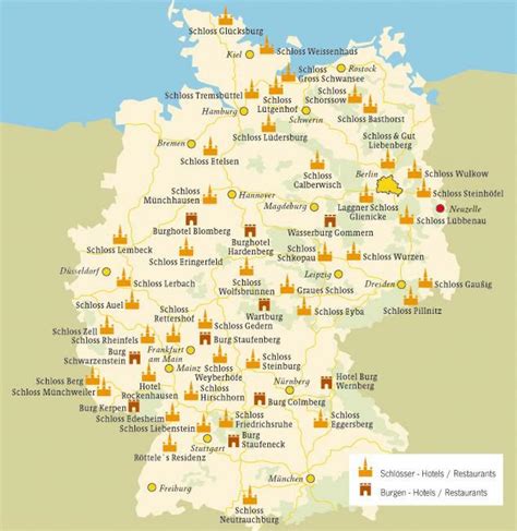 Castles In Germany Map Map Of Germany Castles Western Europe Europe