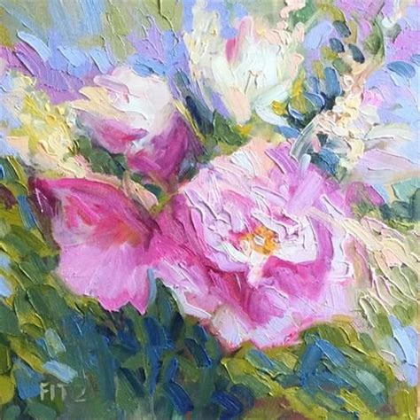 Daily Paintworks Peony Bouquet Original Fine Art For Sale