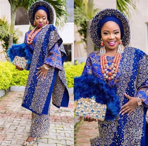 Classic Royal Blue Traditional Aso Oke Complete Outfits For Etsy Bride Clothes African