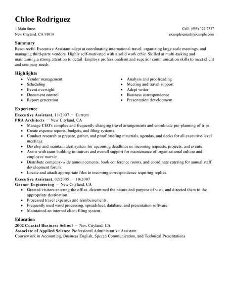 Best Executive Assistant Resume Example Livecareer