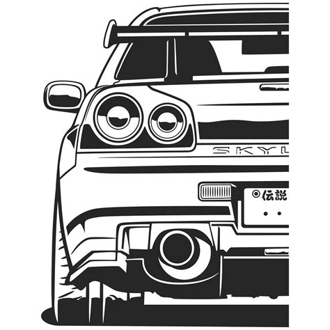 Nissan Skyline R34 Gtr Fragment Scroll Right T Shirts Covers